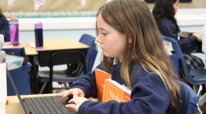 Student using technology in the classroom