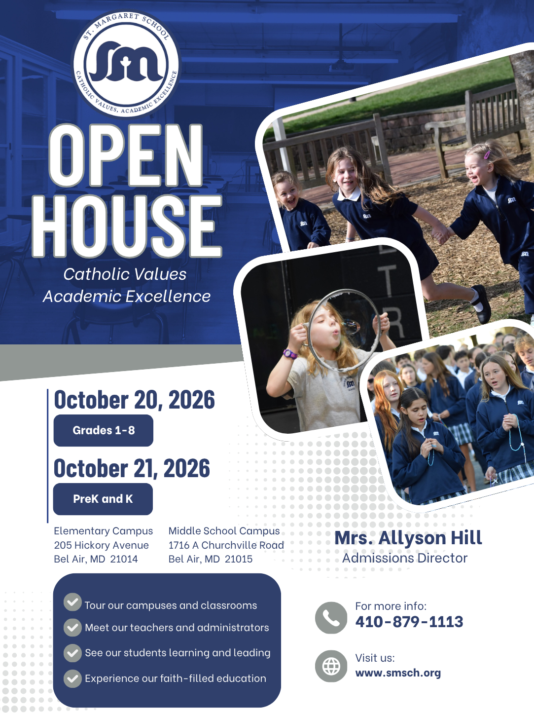 St. Margaret School Open House 2026-2027 flyer